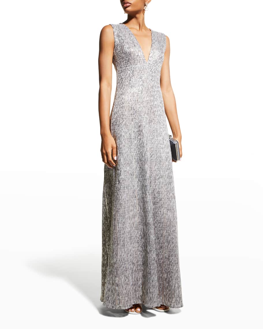 St. John Metallic Inlay Knit Gown Neiman Marcus