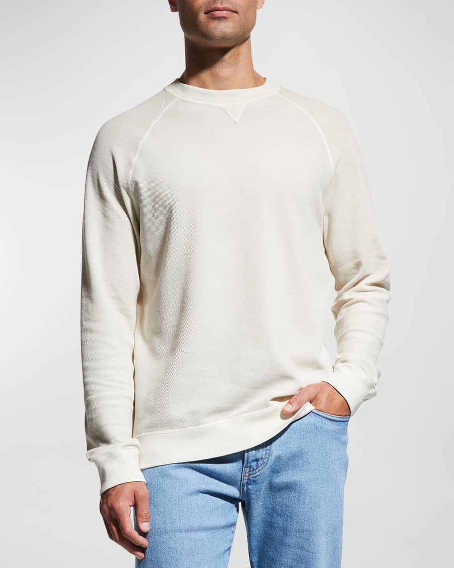 Loro Piana Men's Huck Lace Crewneck Sweater | Neiman Marcus