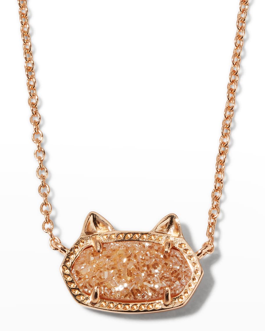 Kendra Scott Elisa Cat Pendant Necklace Rose Gold Plate Neiman