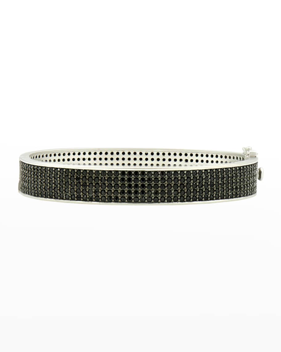 Freida Rothman Signature Grit Chain Link Pave Thin Hinge Bangle - Black & Gold