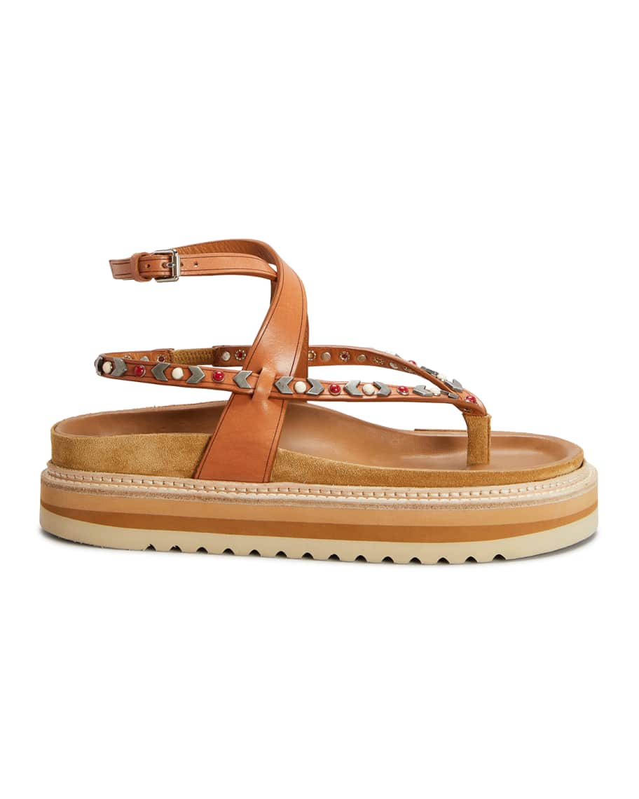 Isabel Marant Elham Studded Chunky Sandals | Neiman Marcus