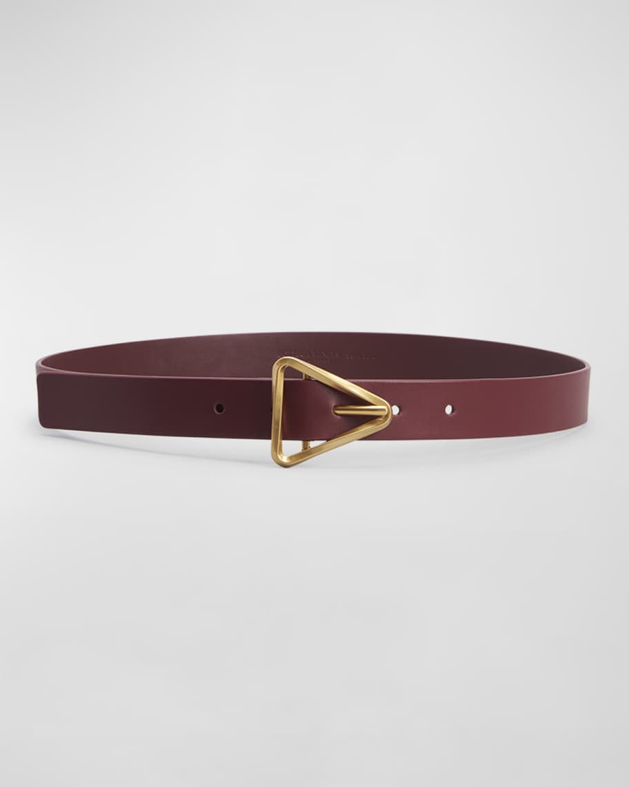 Bottega Veneta Men's Triangle Buckle Reversible Leather Belt