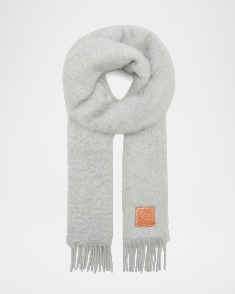 Loewe Anagram Mohair Fringe Scarf | Neiman Marcus