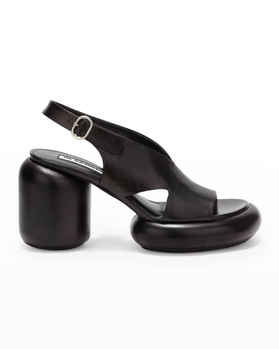 Jil Sander Ribes Leather Column-Heel Slingback Sandals | Neiman Marcus