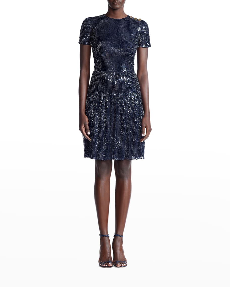 Ralph Lauren Collection Clemencia Sequin Embellished Cocktail Dress ...
