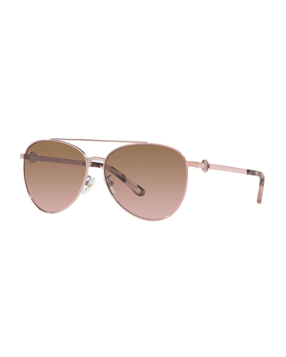 Tory Burch Logo Metal Aviator Sunglasses | Neiman Marcus