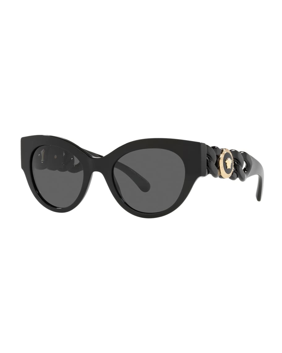 Versace Medusa Coin Chain Acetate Cat Eye Sunglasses Neiman Marcus 