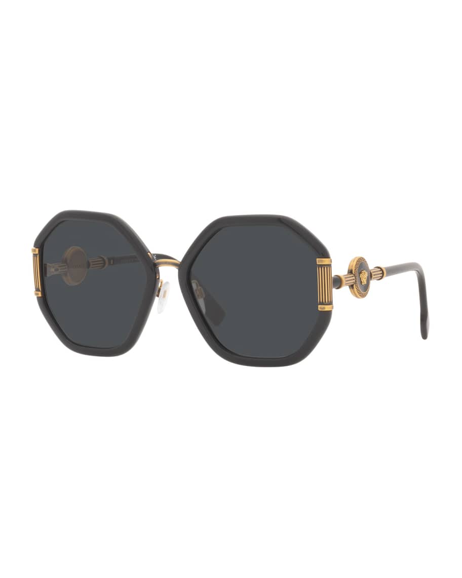 Versace Medusa Coin Round Propionate Sunglasses Neiman Marcus 