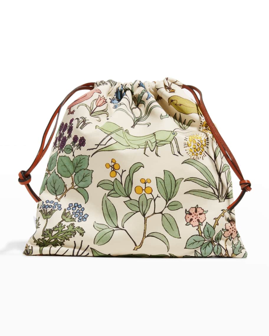 Loewe Floral Canvas Drawstring Pouch Bag | Neiman Marcus