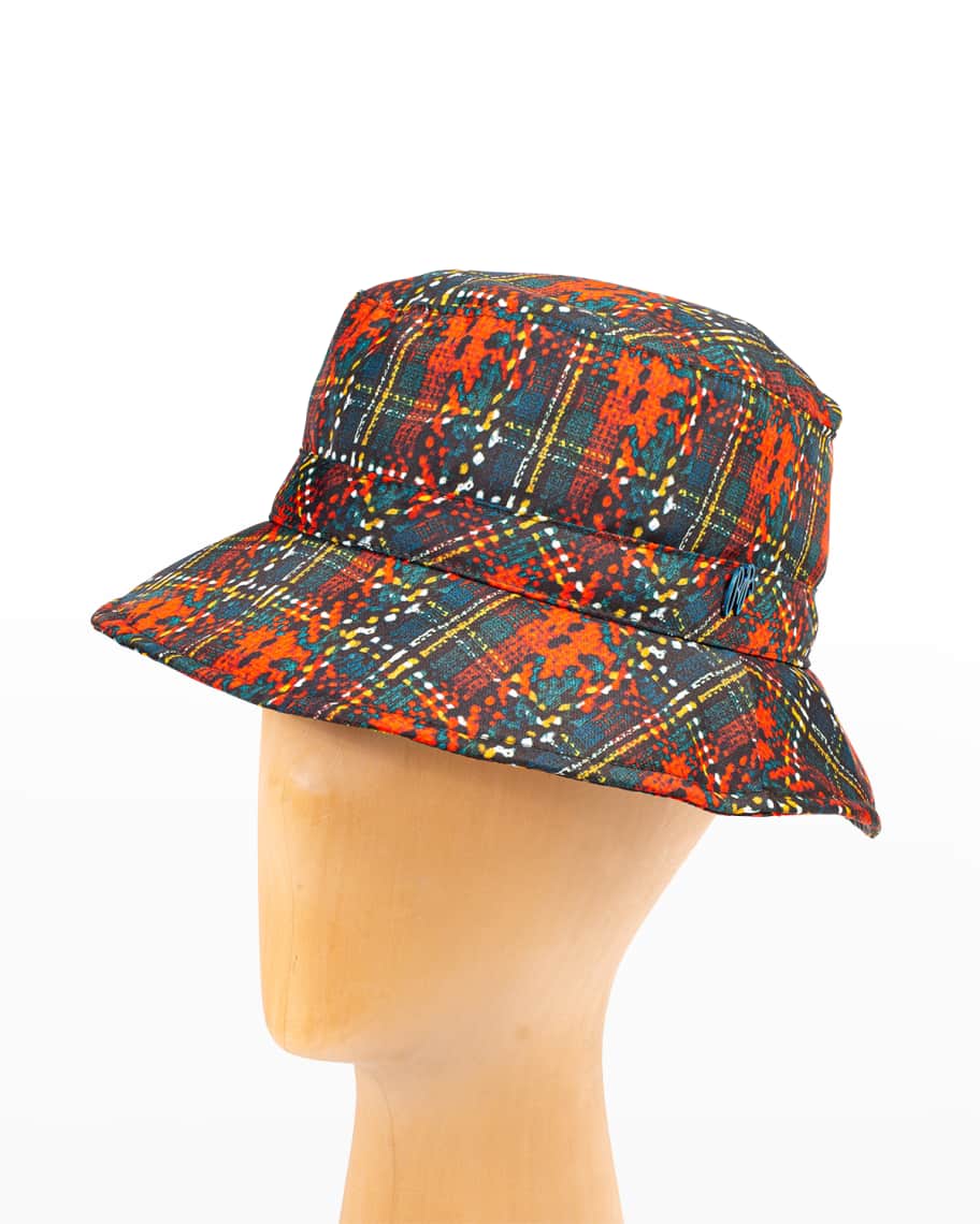 Raffaello Bettini Plaid Nylon Bucket Hat | Neiman Marcus
