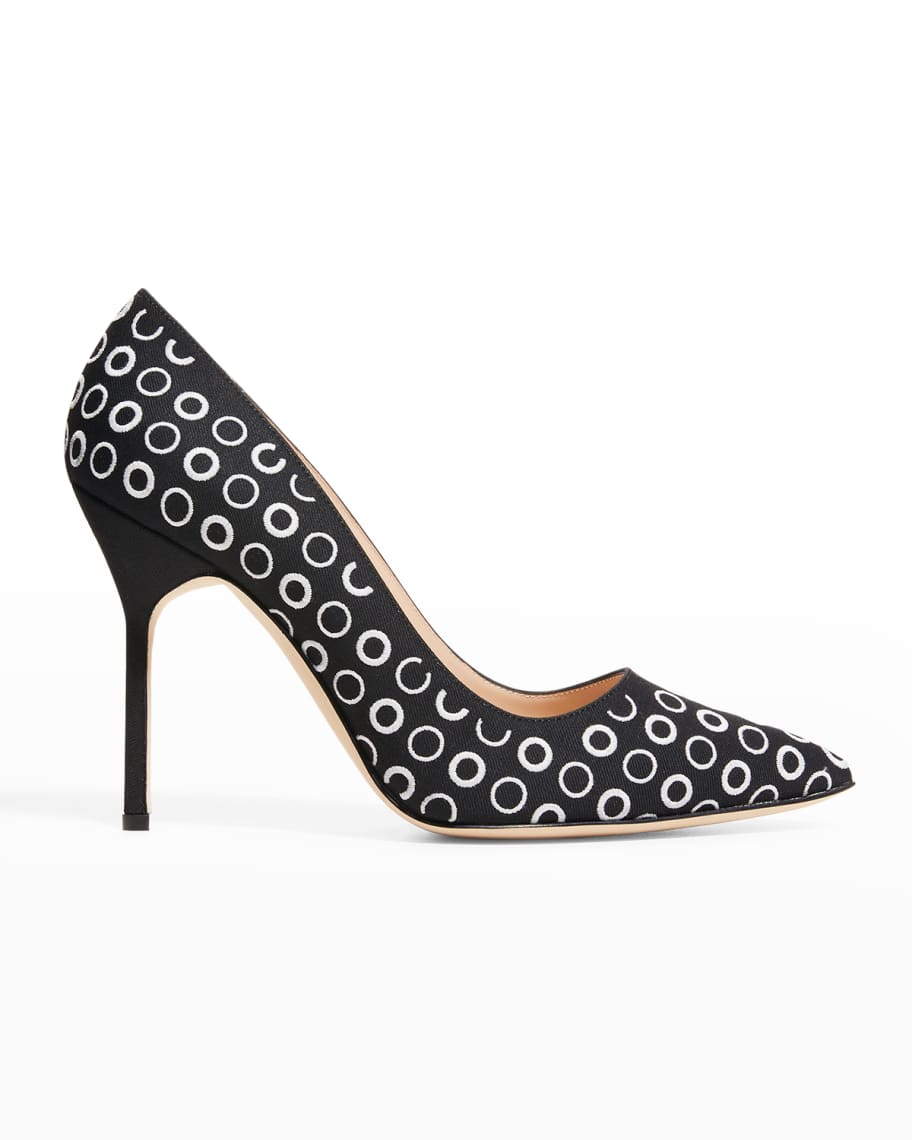 Manolo Blahnik BB 105mm Circle Embroidered Pumps | Neiman Marcus