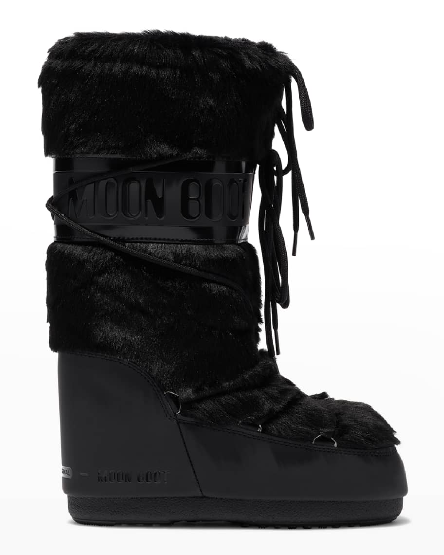 Moon Boot Classic Faux Fur Lace-Up Snow Boots | Neiman Marcus