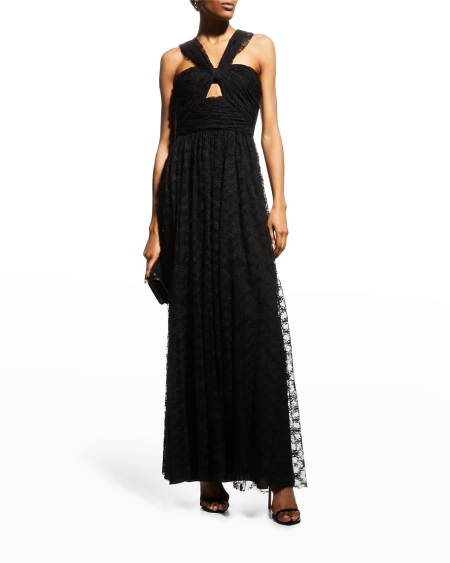 Adam Lippes Chantilly Lace Draped Knot Gown | Neiman Marcus