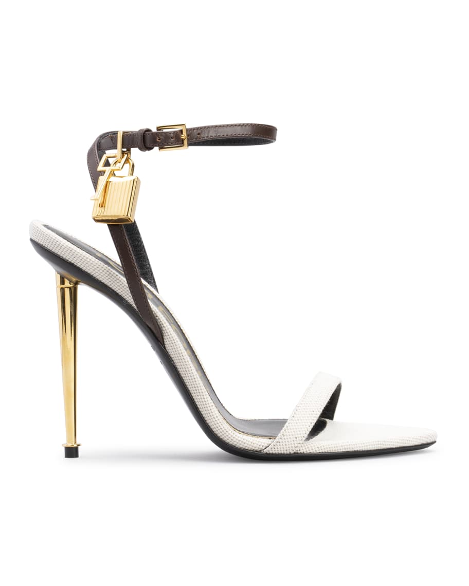 TOM FORD Lock Bicolor Ankle-Strap Sandals | Neiman Marcus