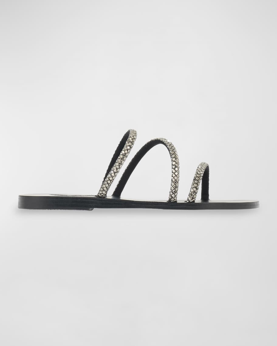 Ancient Greek Sandals Polytimi Embellished ThreeBand Flat Sandals