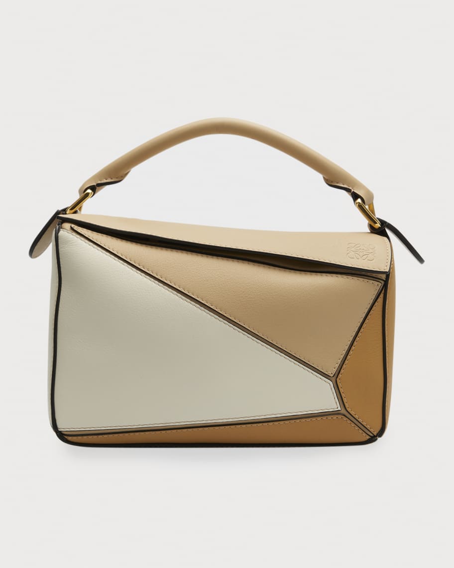 Loewe Puzzle Edge Small Top-Handle Bag in Tricolor Leather | Neiman Marcus