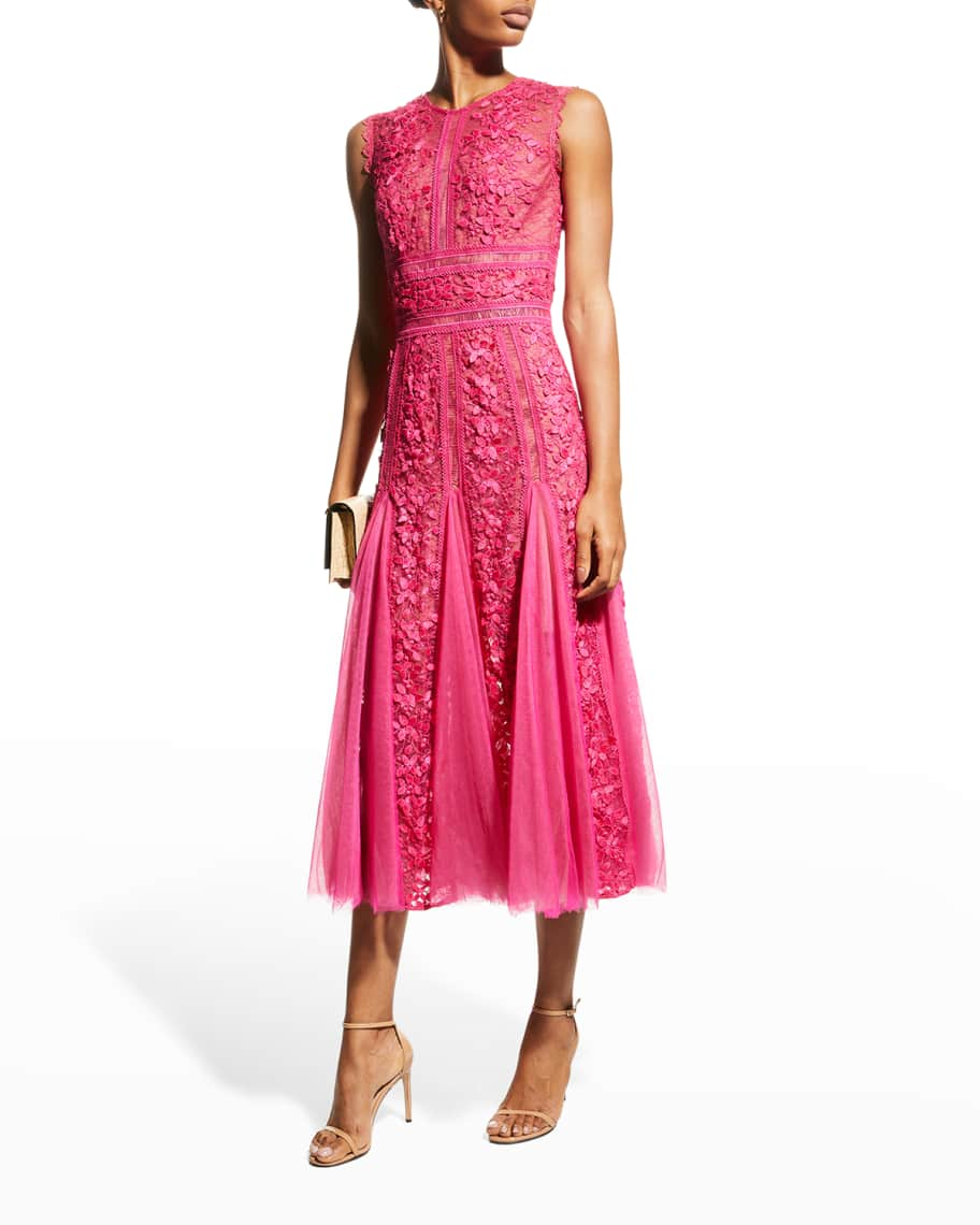 Bronx And Banco Caprese Lace & Mesh Cocktail Dress In Multicolor