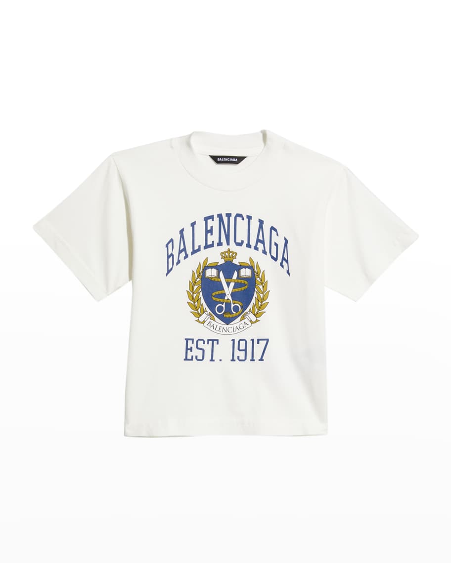 Balenciaga Kid's University Logo Crest T-Shirt, Size 2-10 | Neiman Marcus