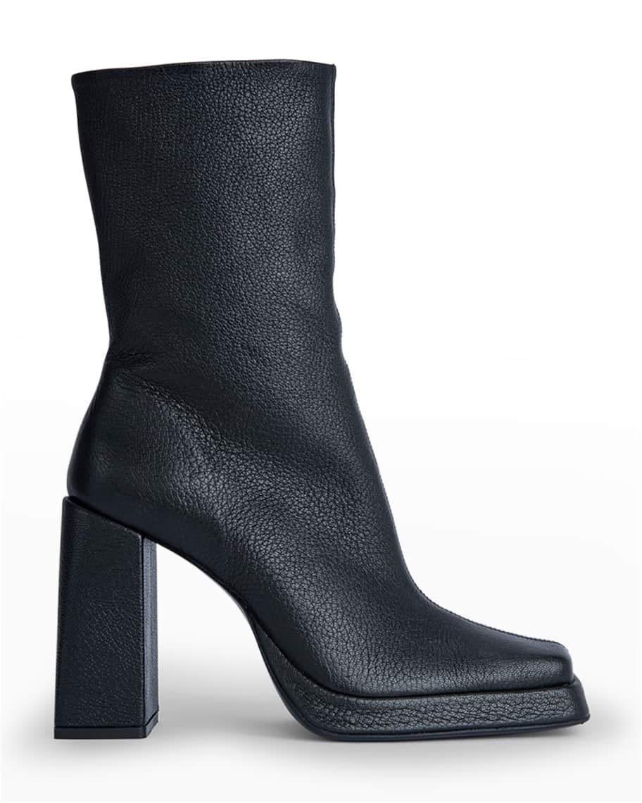 Vanya Square Toe Leather Booties