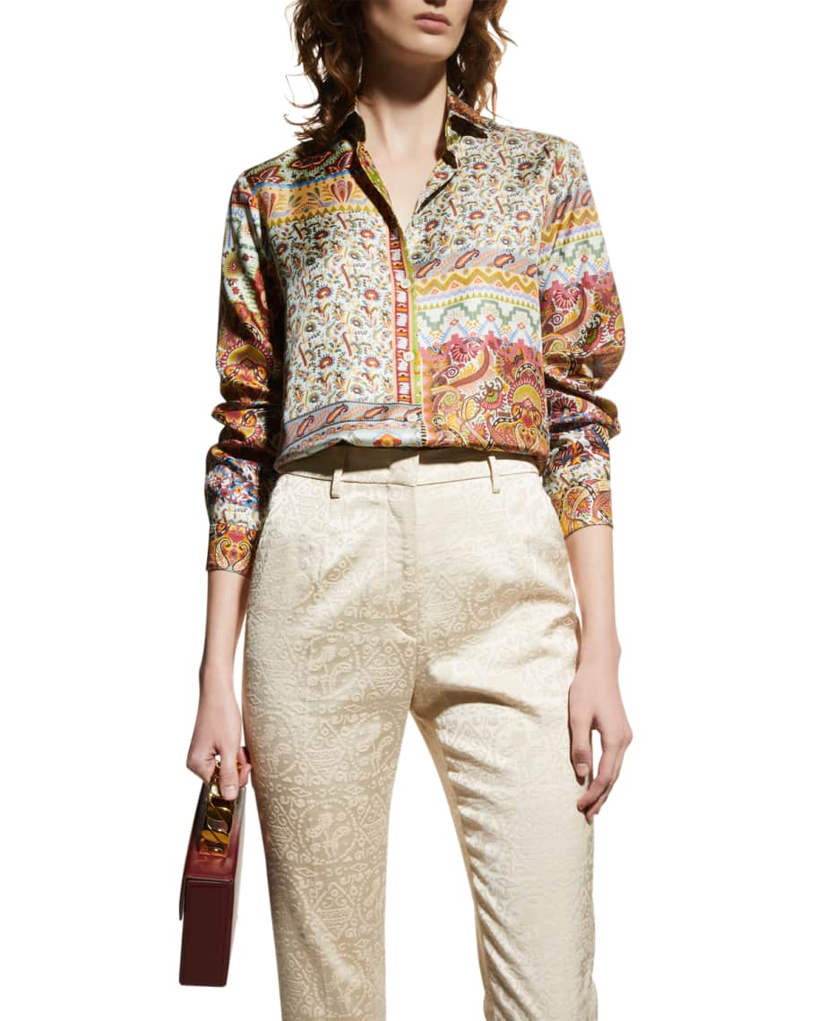Etro Desert Dreams Silk Button-Down Shirt | Neiman Marcus