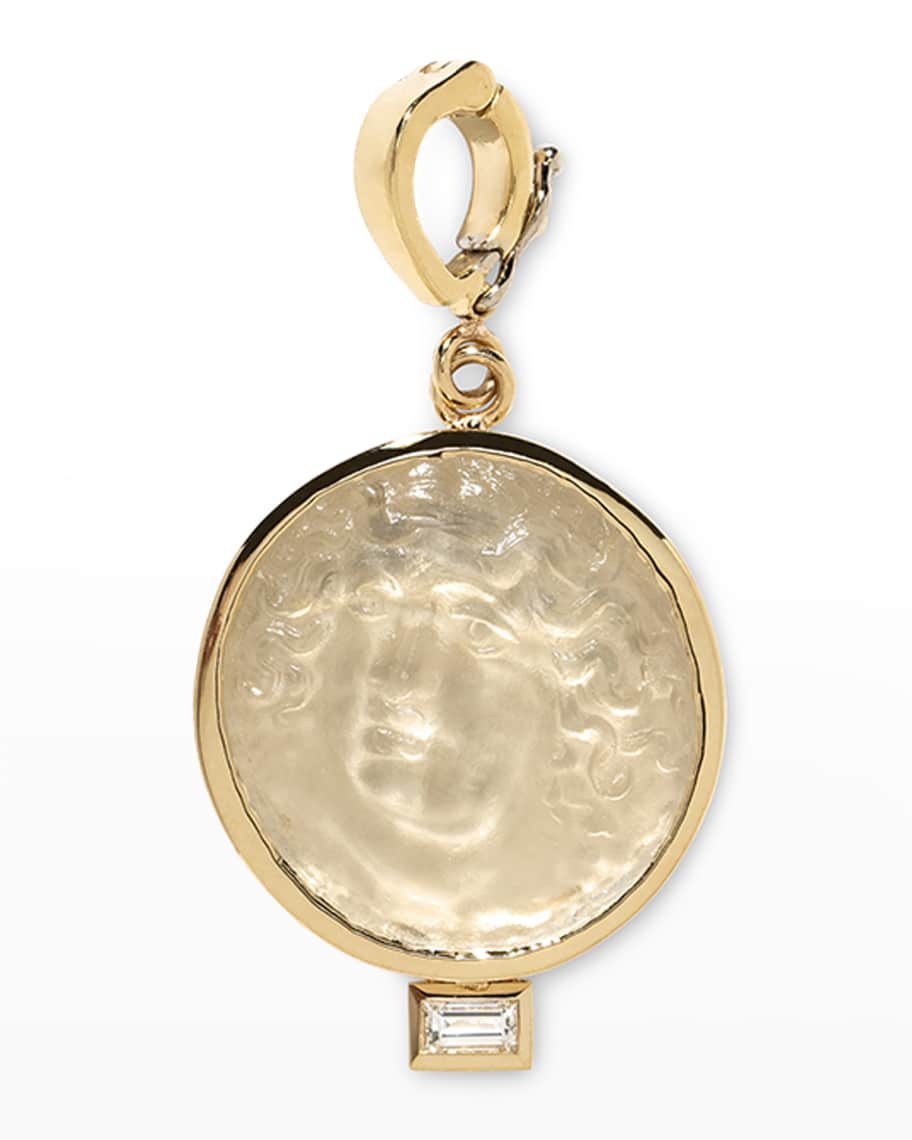 AZLEE Nymph Small White Glass Coin Charm with Baguette Diamond | Neiman ...
