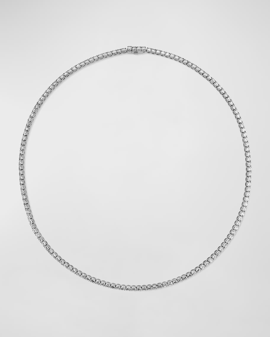 Memoire 18k White Gold Diamond Straight Line Necklace, 16.5"L