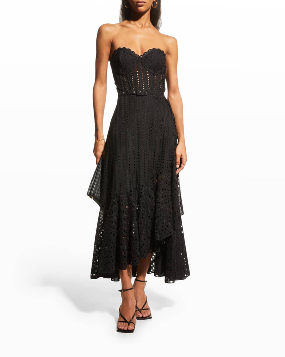 CHARO RUIZ IBIZA Aurora Long Embroidered Strapless Dress | Neiman Marcus