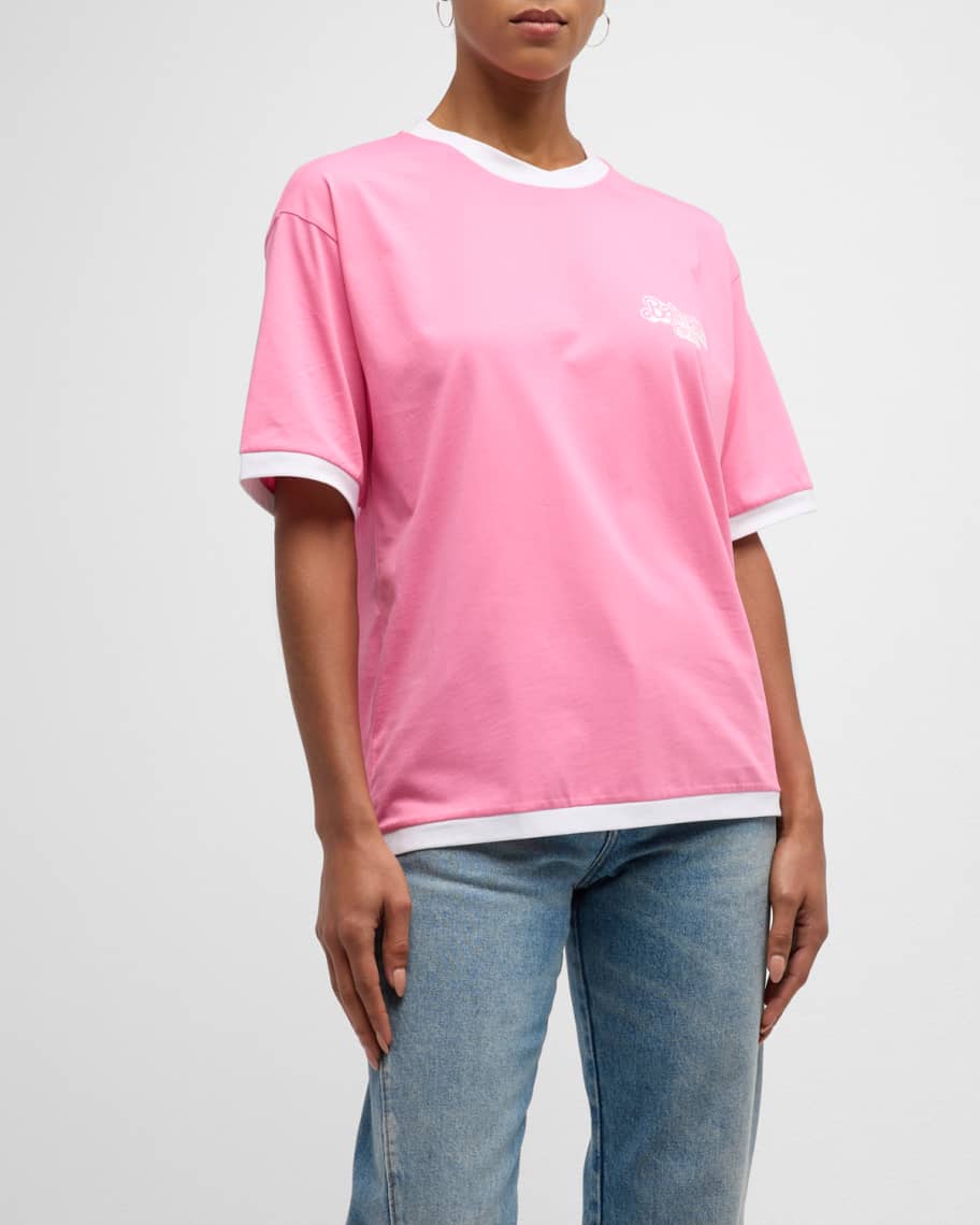 Balmain x Barbie Bicolor Logo-Print Oversized T-Shirt | Neiman Marcus