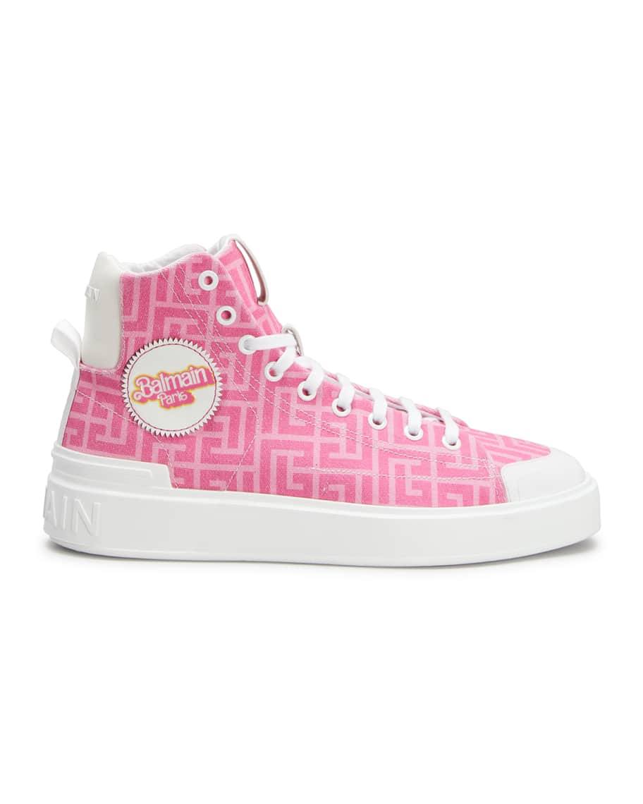 Balmain x Barbie B Court Monogram High-Top Sneakers | Neiman