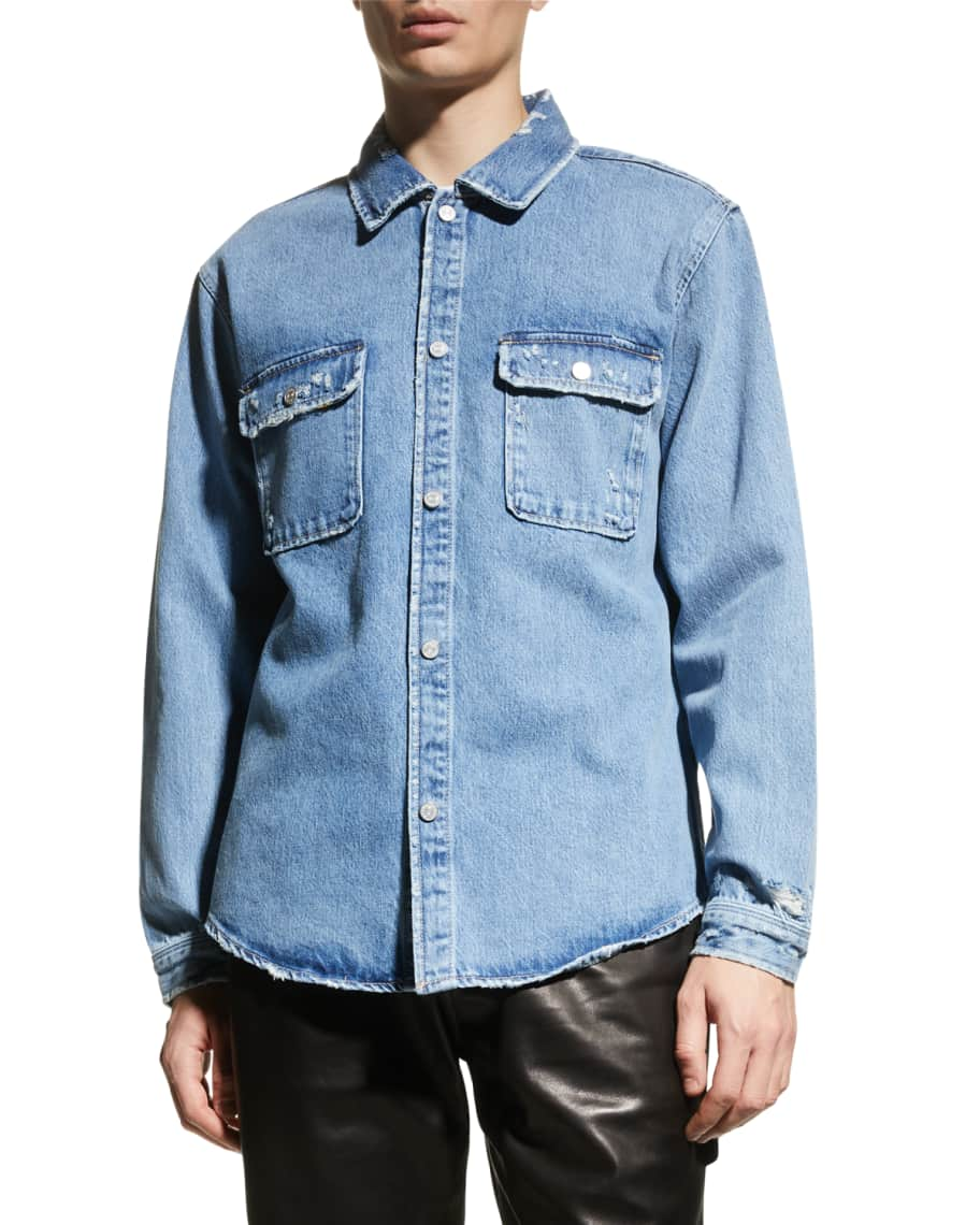 FRAME Men's Denim Shirt Jacket | Neiman Marcus