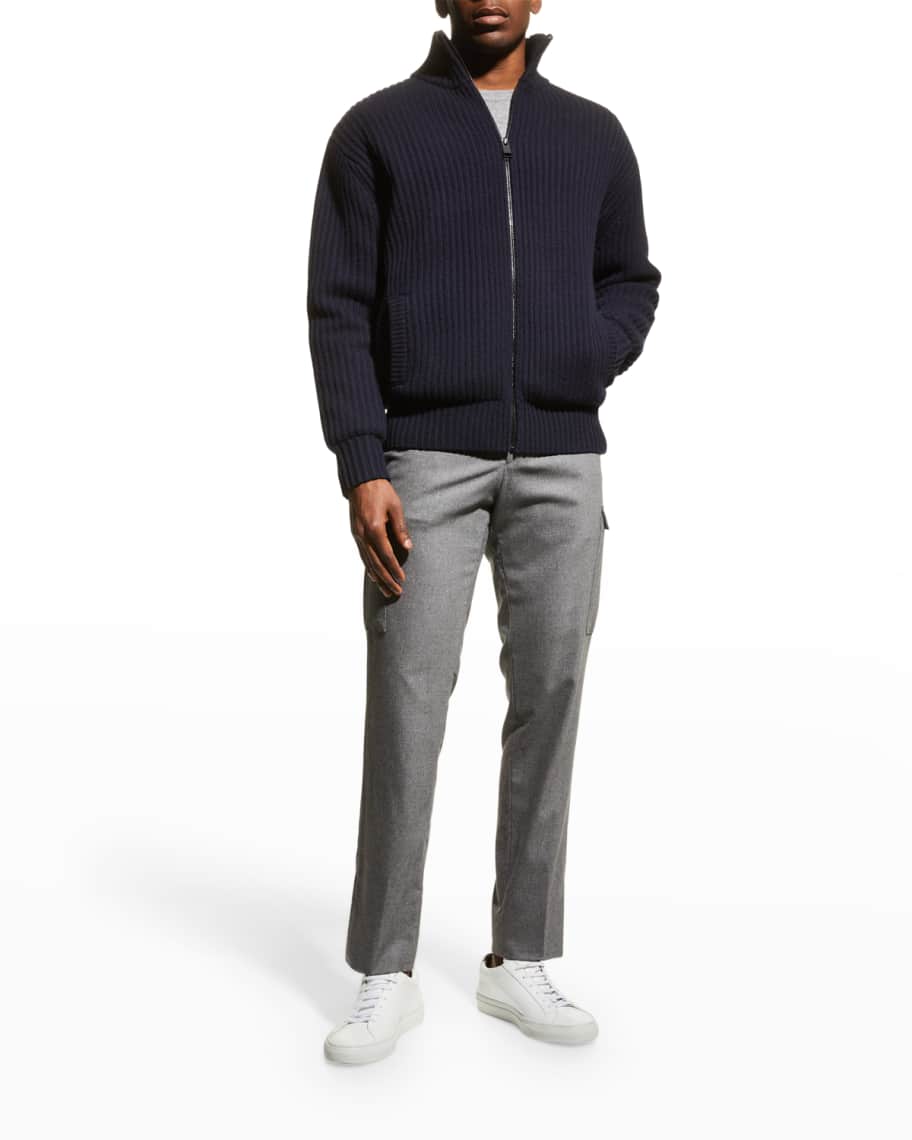 Men's ribbed full deals zip sweater