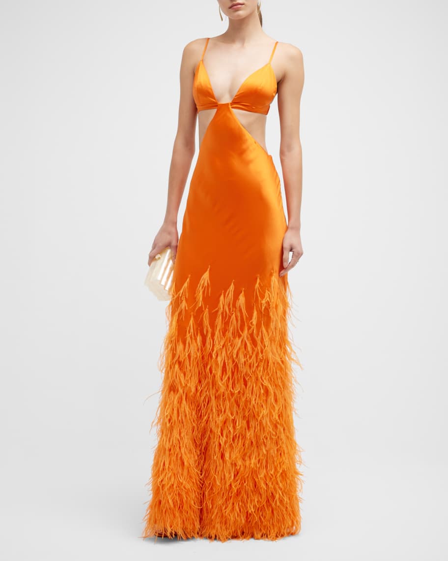 cult gaia green feather dress SITA GOWN
