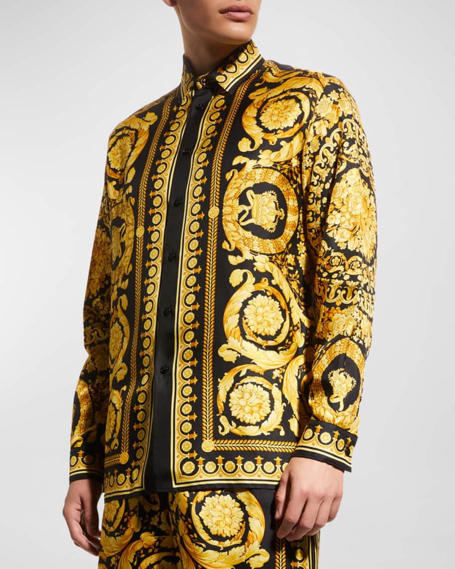 Versace Men's Barocco Silk Sport Shirt | Neiman Marcus