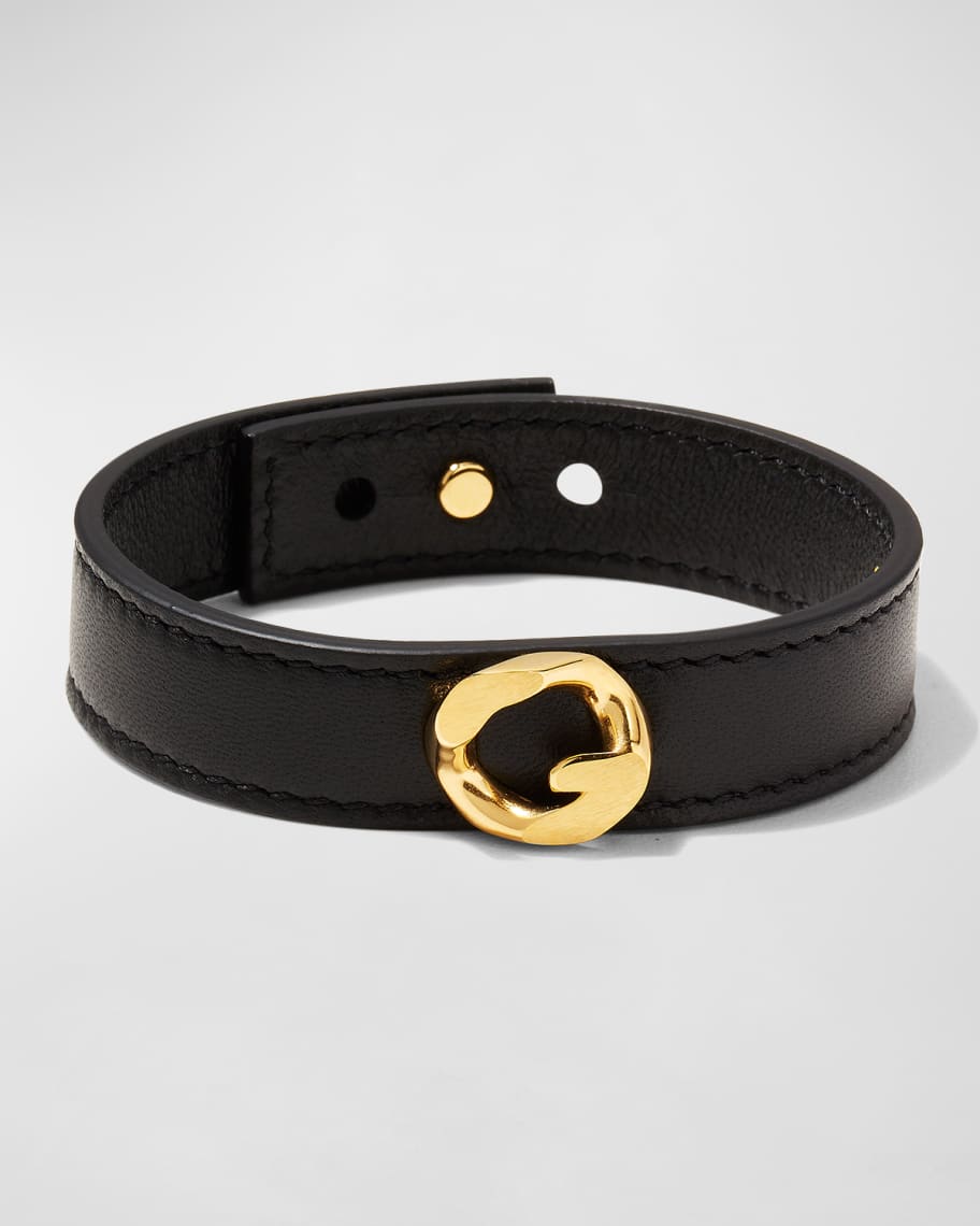 Givenchy Men's G-Chain Golden Leather Bracelet | Neiman Marcus