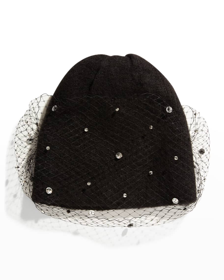 Jennifer Behr Alaina Voilette Beanie w/ Crystal Veil Neiman Marcus