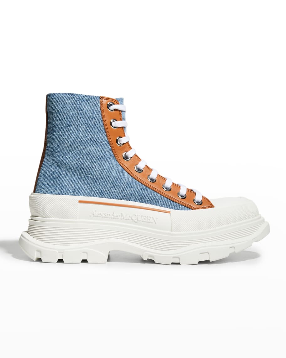 Alexander McQueen Tread Denim Lace-Up Sneaker Boots