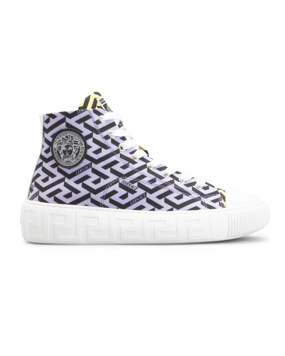 Versace LA GRECA VARSITY ハイトップ トレーナー スニーカー Versace La Greca Jacquard High-Top Sneakers | Neiman Marcus