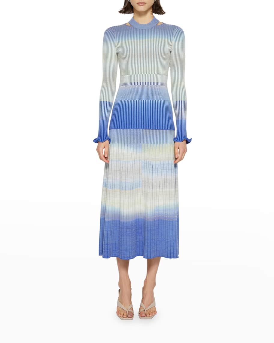 SIMKHAI Nayeli Striped Space-Dye Maxi Skirt | Neiman Marcus