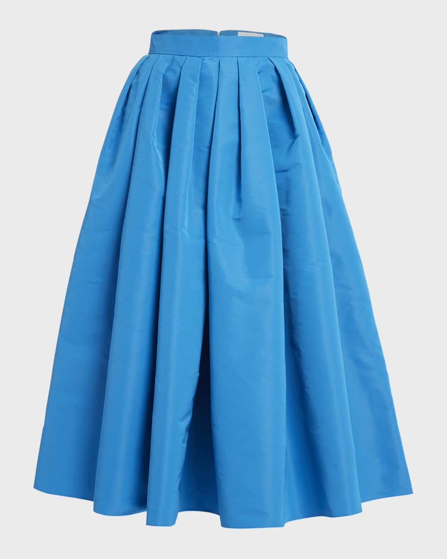 Image 1 of 6: Pleated Polyfaille Circle Midi Skirt