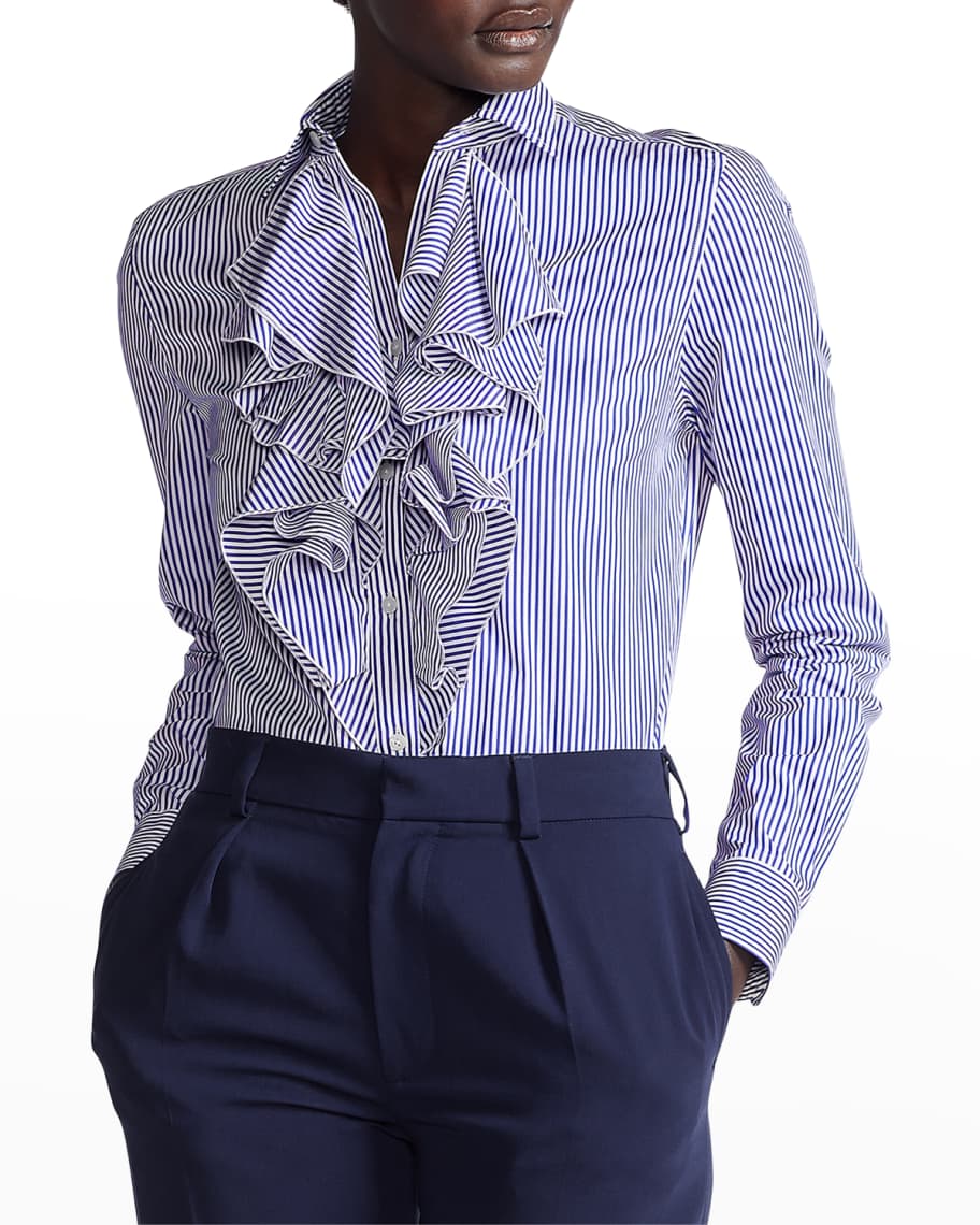 Striped ruffle hot sale shirt