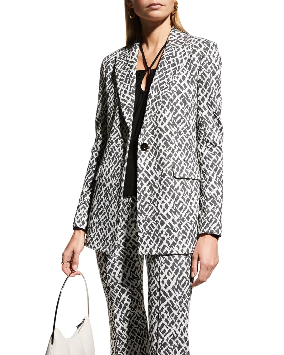 Rosetta Getty Crosshatch-Print Peak Lapel Jacket