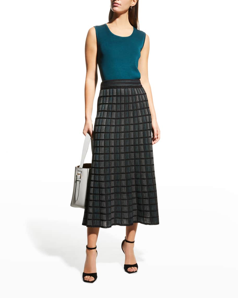 Misook Tartan Knit Midi Skirt Neiman Marcus