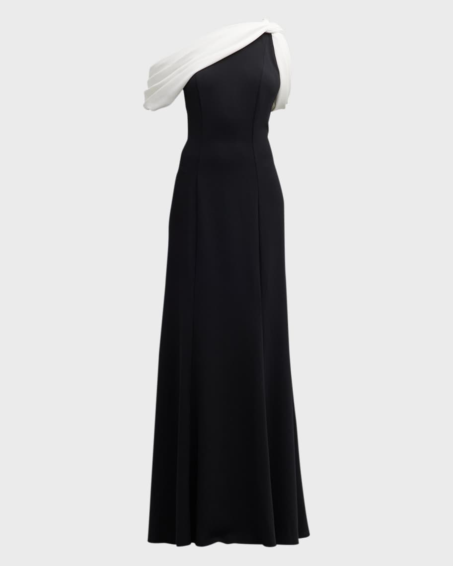 Tadashi shoji one shoulder crepe cheap gown
