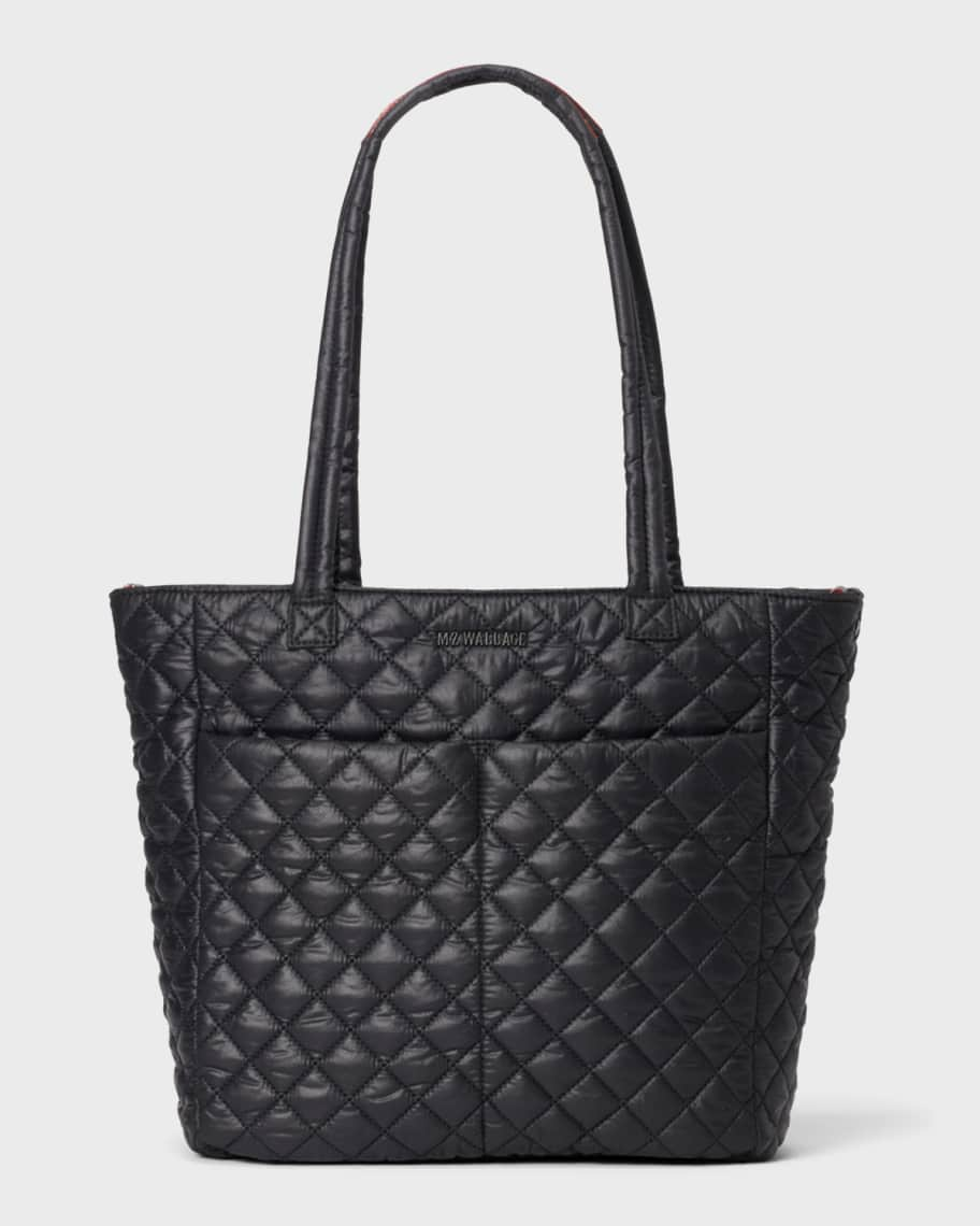 Large Quilted Nylon Tote Bag - Black