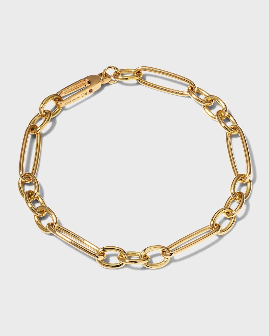 Roberto Coin Yellow Gold Alternating Long and Short Oval Link Bracelet ...