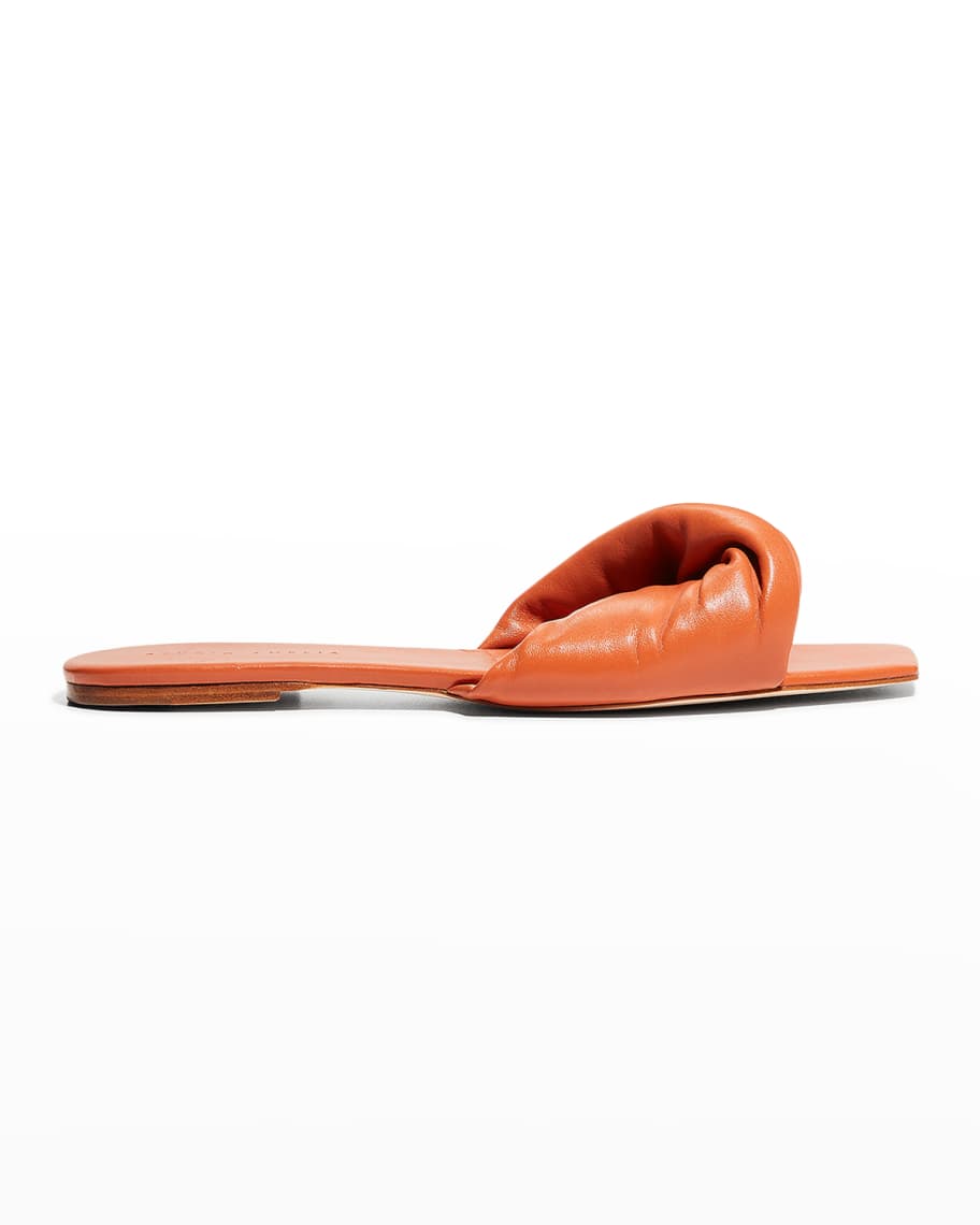 STUDIO AMELIA Twist Leather Flat Sandals | Neiman Marcus