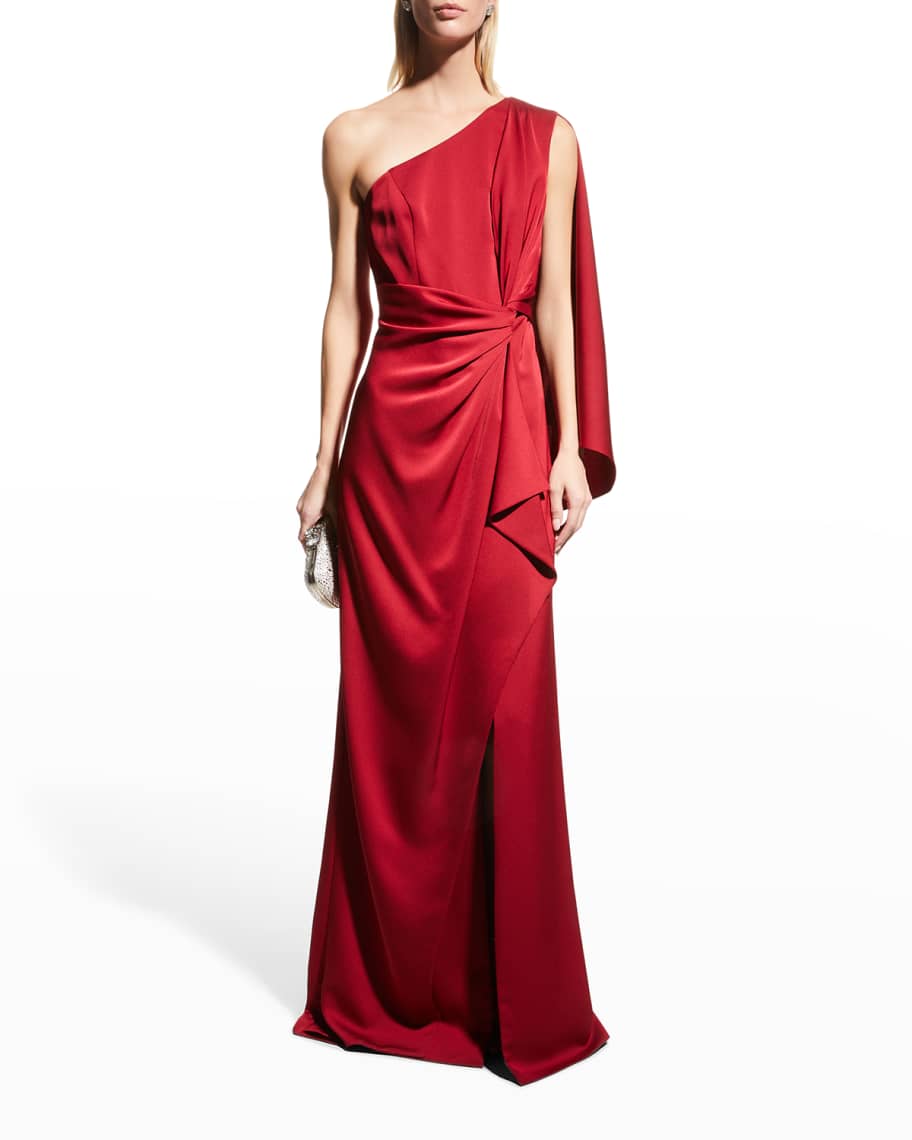 Aidan Mattox Draped One-Shoulder Gown | Neiman Marcus