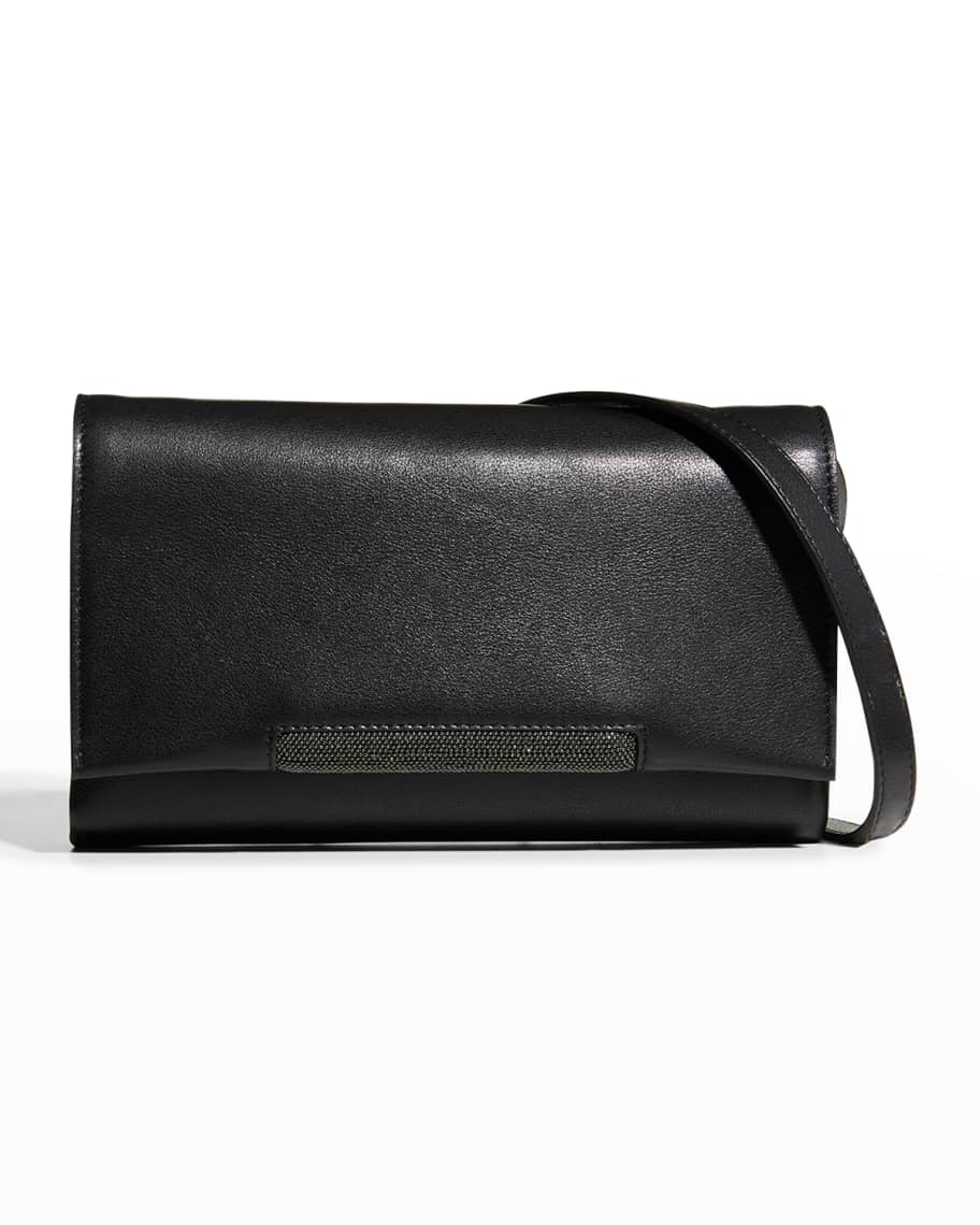 Brunello Cucinelli City Monili Leather Clutch Bag | Neiman Marcus