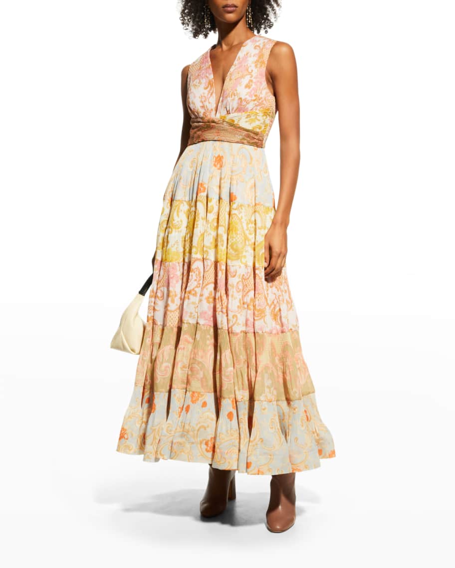 Zimmermann Postcard Pleated Midi Dress Neiman Marcus