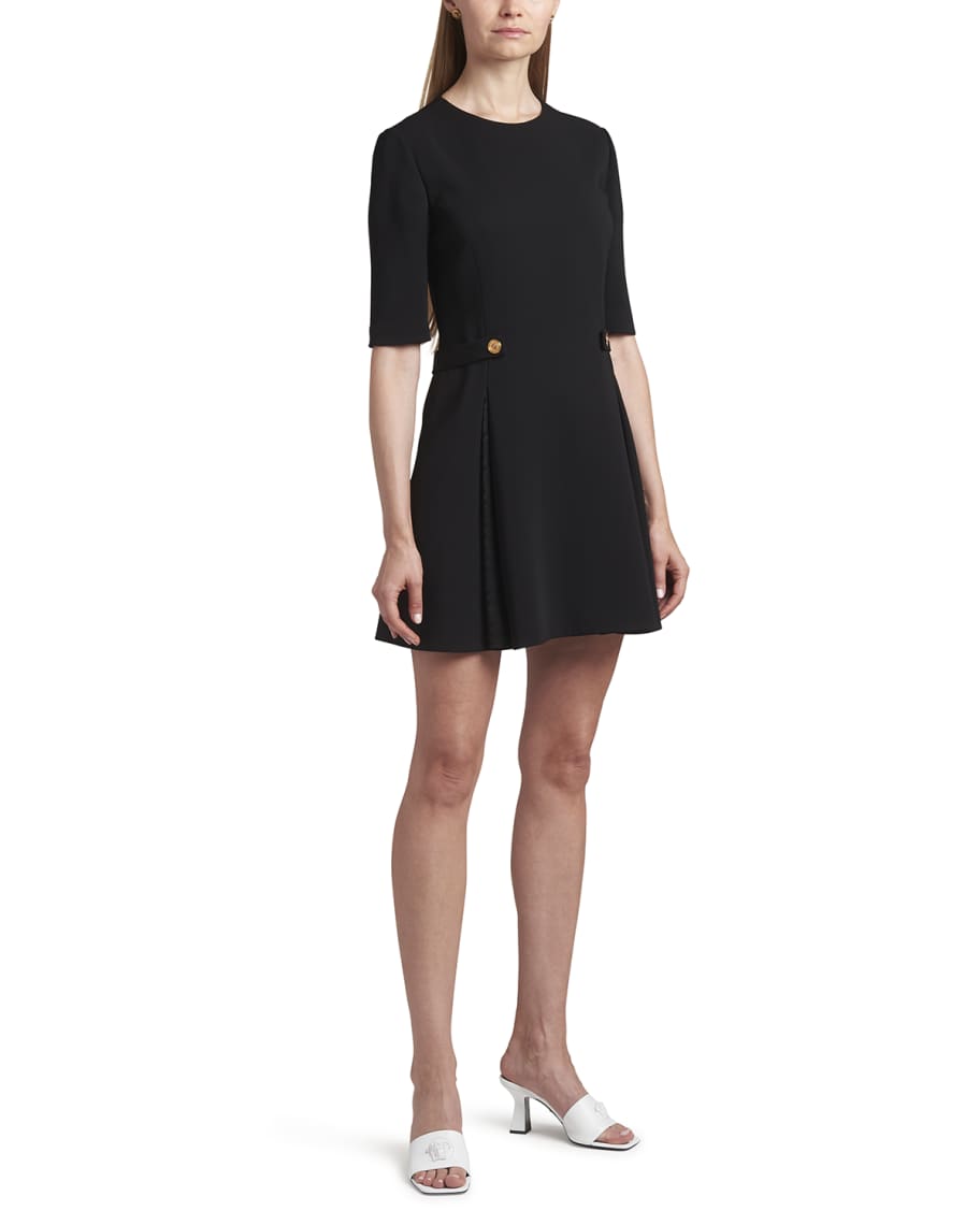 versace black dress with gold buttons Versus Versace Black Criss Cross Straps Gold Medallion Dress –  PauméLosAngeles main image 0